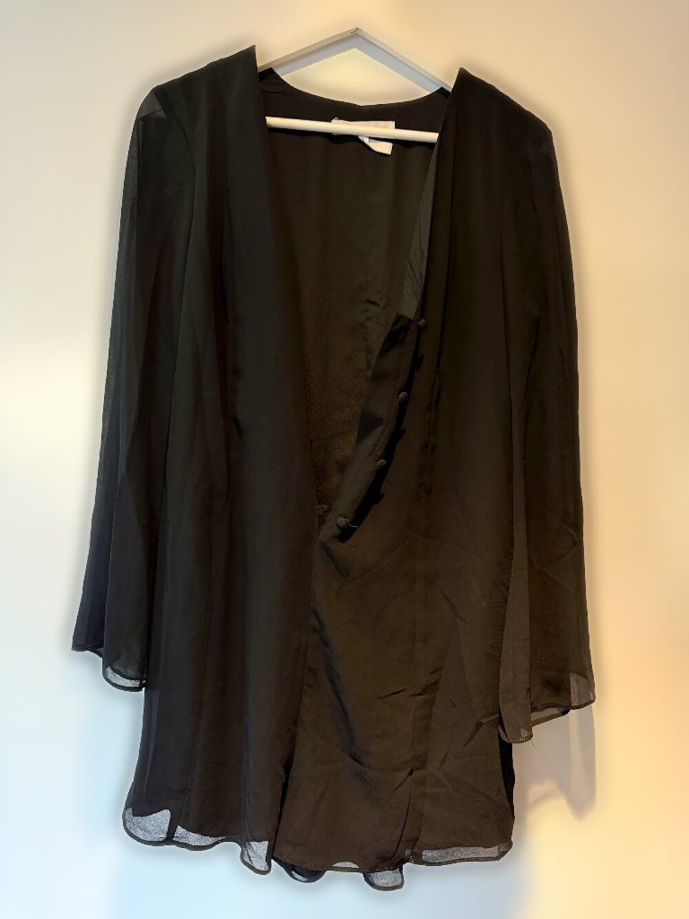 BCBGeneration Black Chiffon Ruffle Lace-Up Back Blouse S